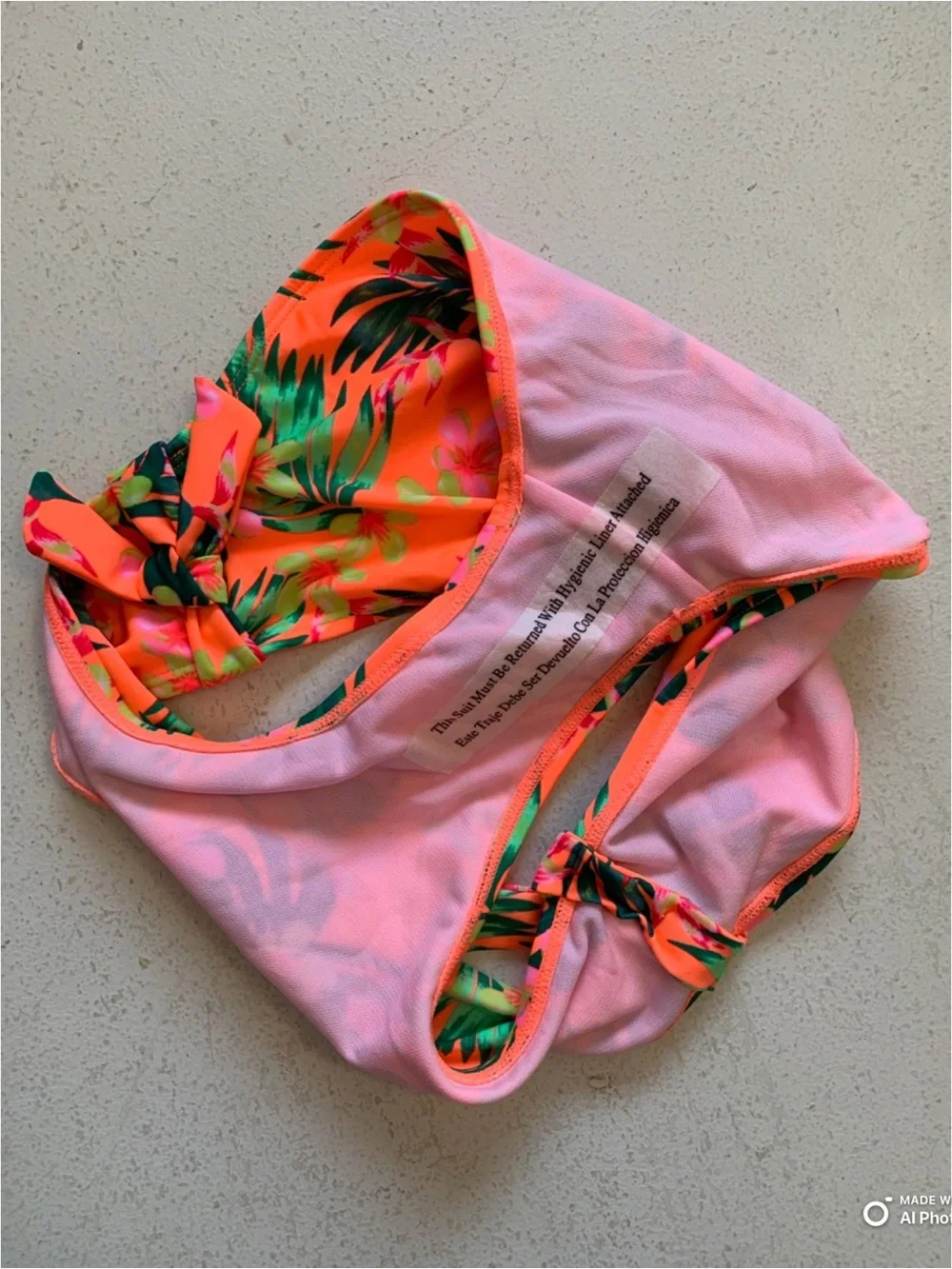 Art Class Girls Neon Orange Tropical Floral Bikini Set Size XL NWT Beach